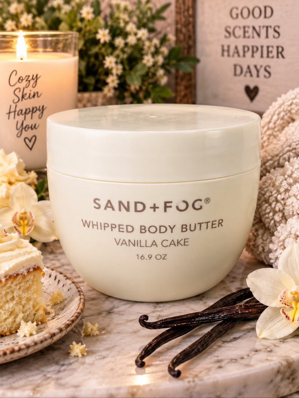 Sand + Fog Vanilla Cake Whipped Body Butter 16.9 oz Gourmand Body Care